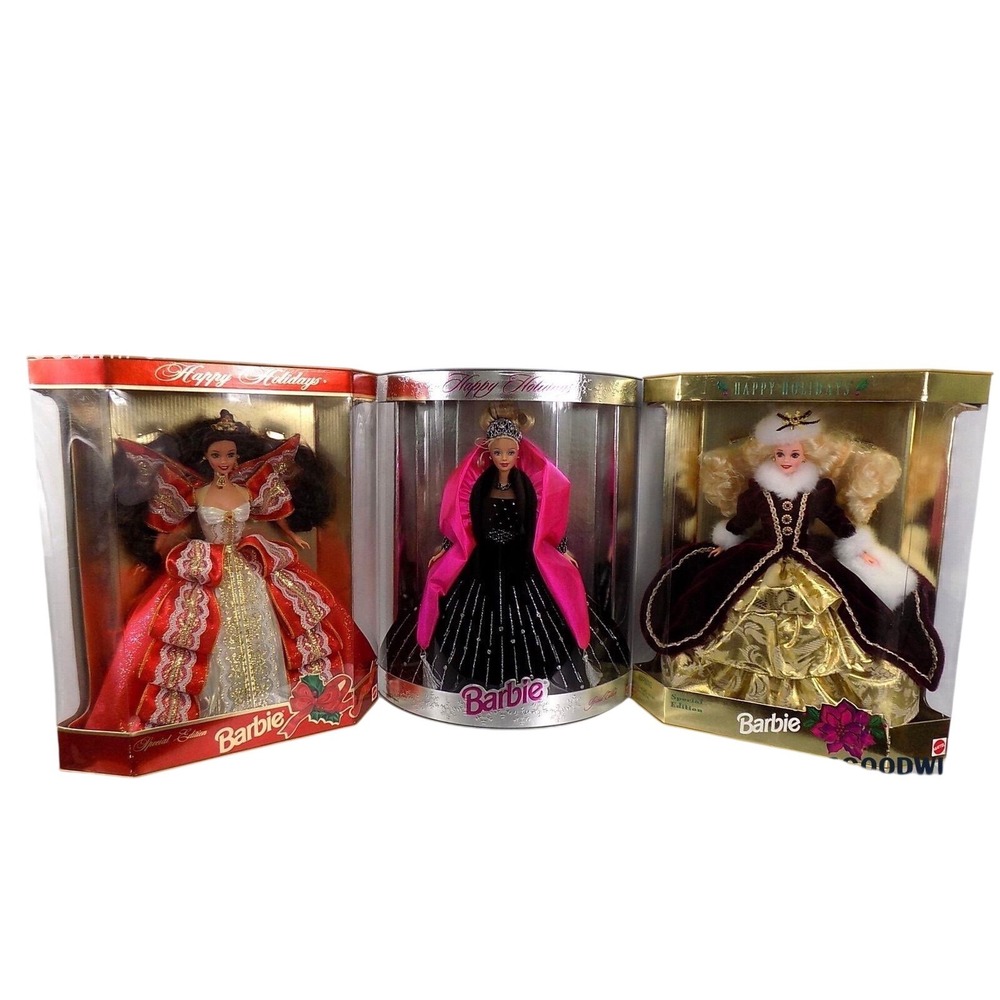 Mattel Happy Holidays Barbie Set 1996 1997 1998 Special Edition Dolls NIB Lot 3